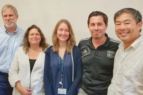 From left to right: Stanley Nelson, Carrie Miceli, Emilie Douine, Florian Barthélémy, and Richard Wang.